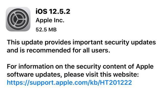 潍坊苹果手机维修分享iOS12.5.2发布，建议所有老苹果用户安装 